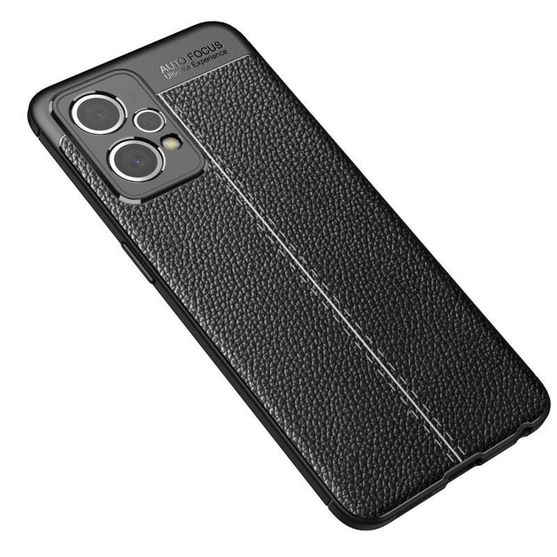 Capa Para Realme 9 Pro Plus Linha Dupla Efeito Couro Litchi