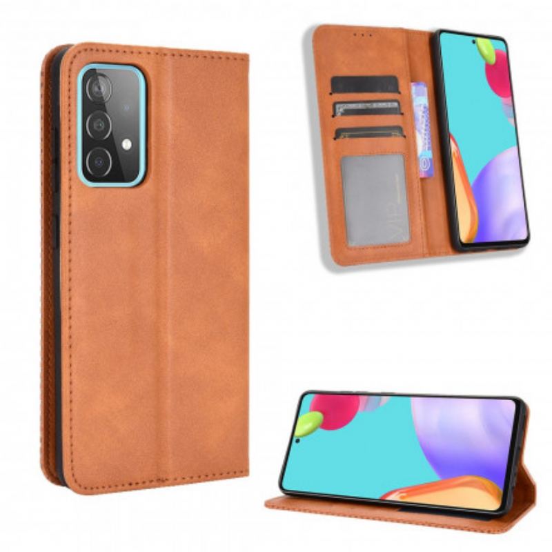 Capa De Celular Para Samsung Galaxy A72 4G / A72 5G Flip Efeito Couro Vintage Estilizado