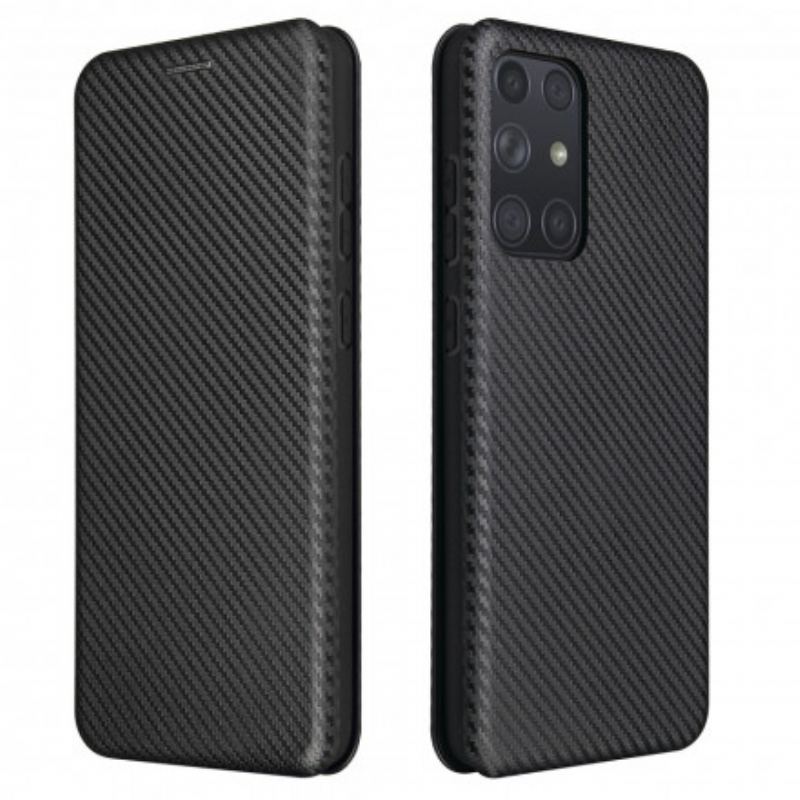 Capa De Celular Para Samsung Galaxy A72 4G / A72 5G Flip Fibra De Carbono