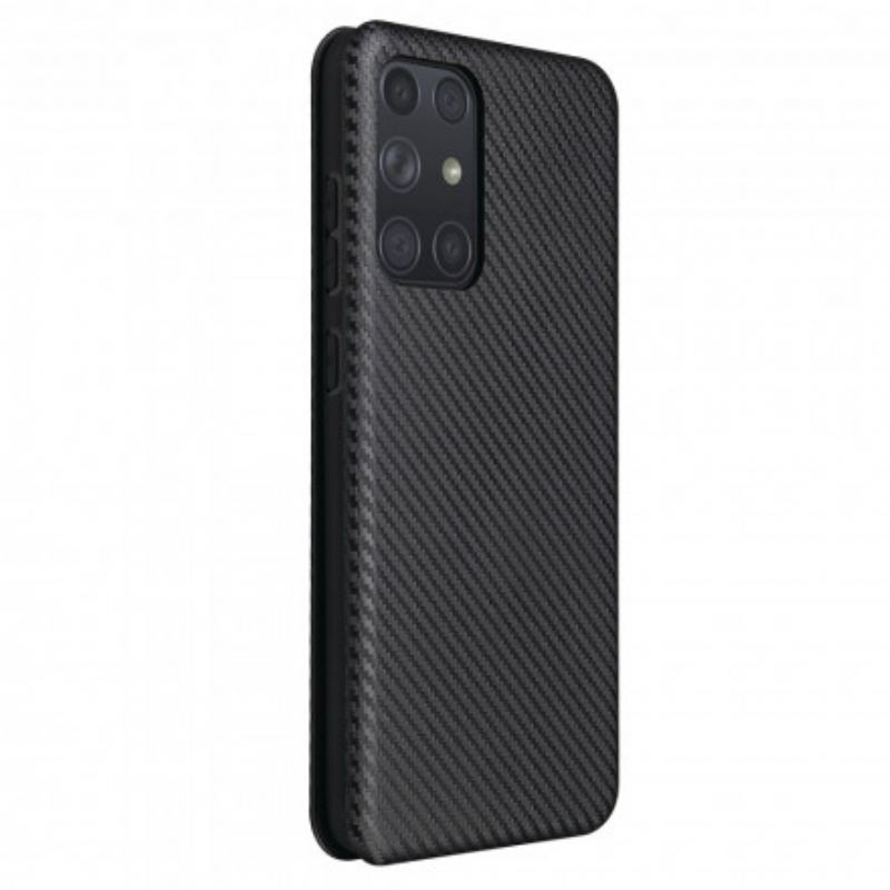 Capa De Celular Para Samsung Galaxy A72 4G / A72 5G Flip Fibra De Carbono