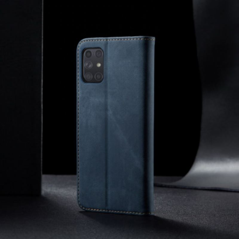 Capa De Celular Para Samsung Galaxy A72 4G / A72 5G Flip Tecido Jeans