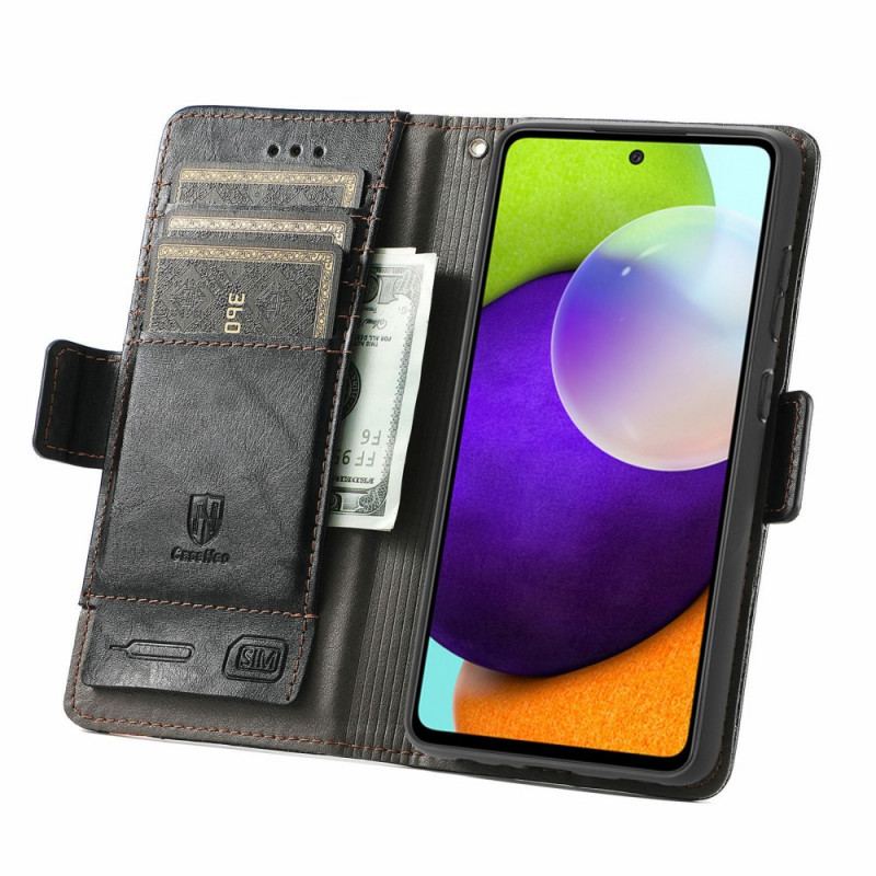 Capa De Couro Para Samsung Galaxy A72 4G / A72 5G Casene De Fecho Duplo Bicoloro