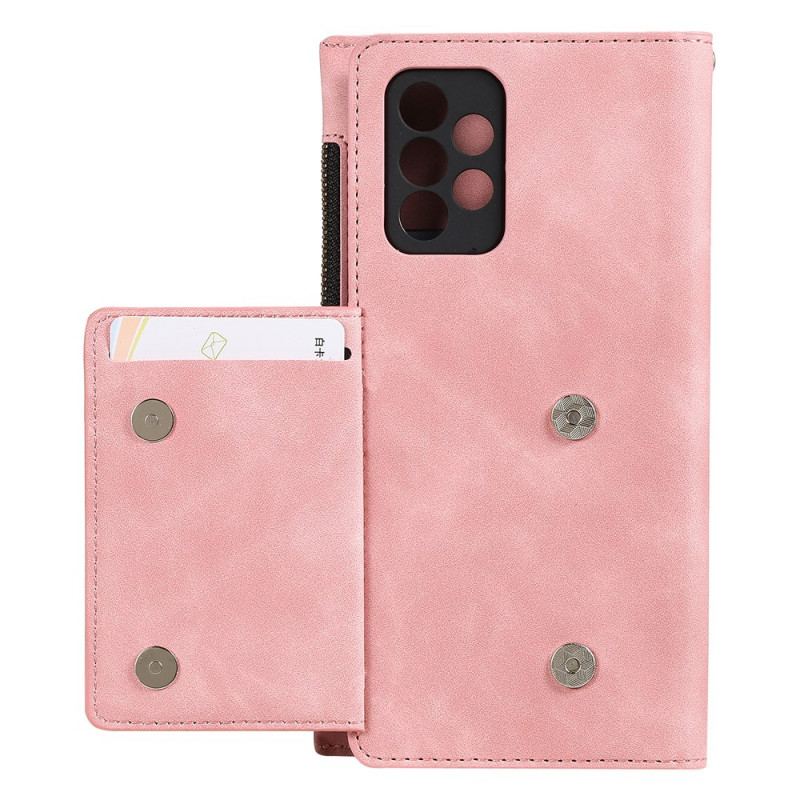 Capa De Couro Para Samsung Galaxy A72 4G / A72 5G Porta-moedas E Porta-cartões