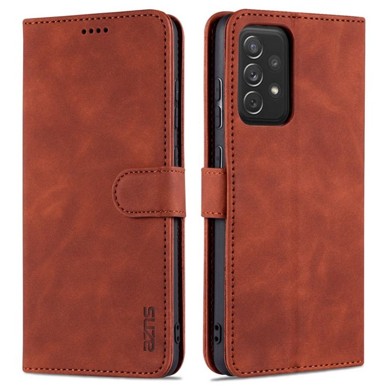 Capa Em Pele Para Samsung Galaxy A72 4G / A72 5G Efeito Couro Azns