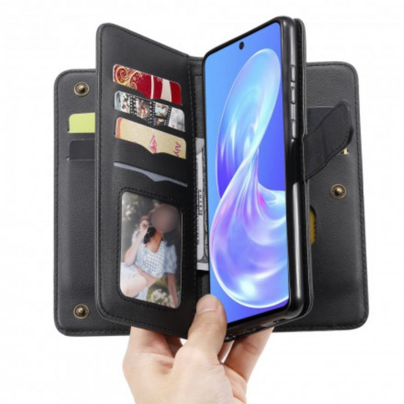 Capa Em Pele Para Samsung Galaxy A72 4G / A72 5G Titular De Cartão Multifuncional Para 10