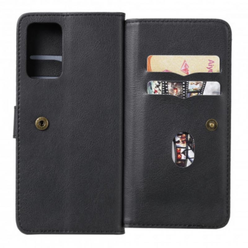 Capa Em Pele Para Samsung Galaxy A72 4G / A72 5G Titular De Cartão Multifuncional Para 10