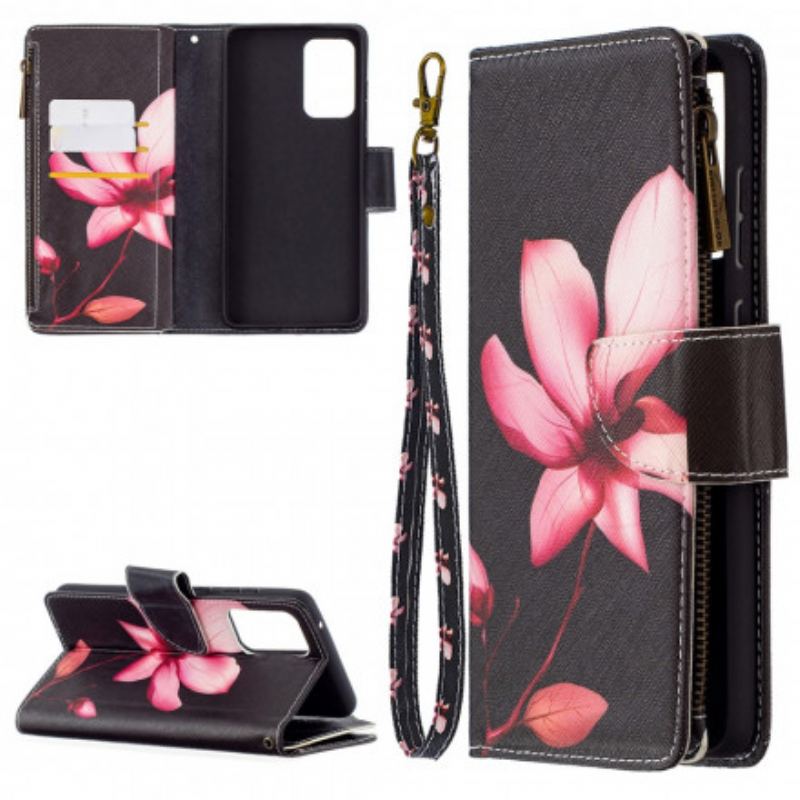 Capa Flip Para Samsung Galaxy A72 4G / A72 5G Bolso Com Zíper Flor