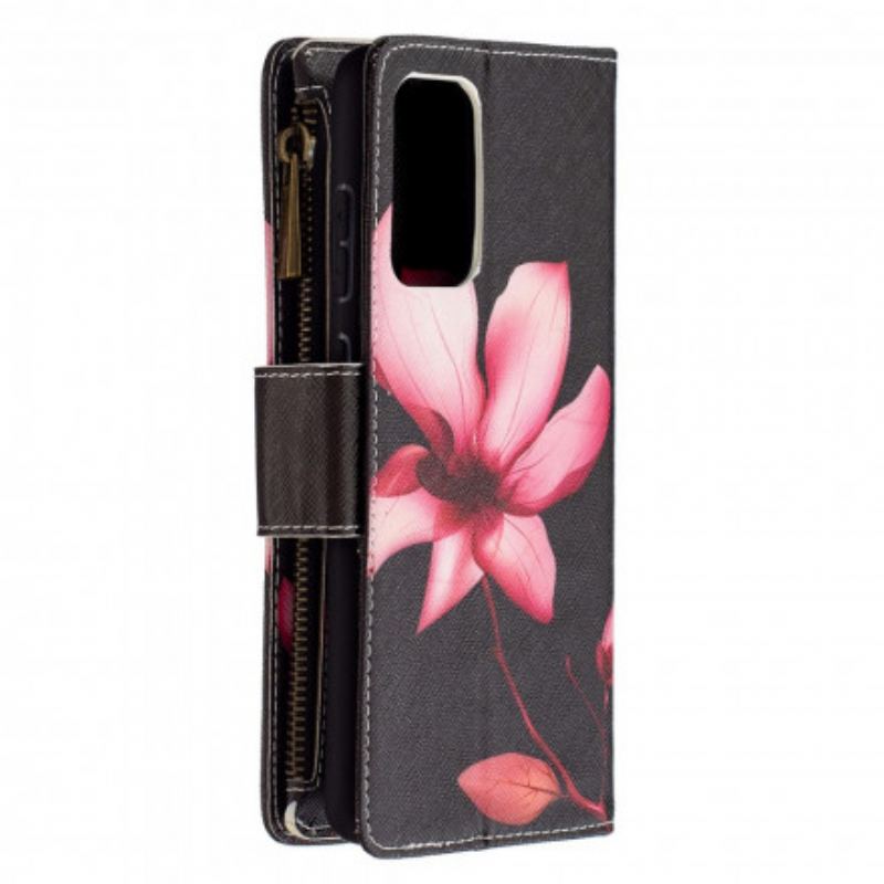 Capa Flip Para Samsung Galaxy A72 4G / A72 5G Bolso Com Zíper Flor