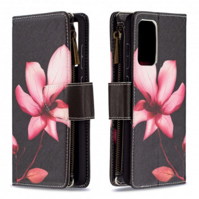 Capa Flip Para Samsung Galaxy A72 4G / A72 5G Bolso Com Zíper Flor