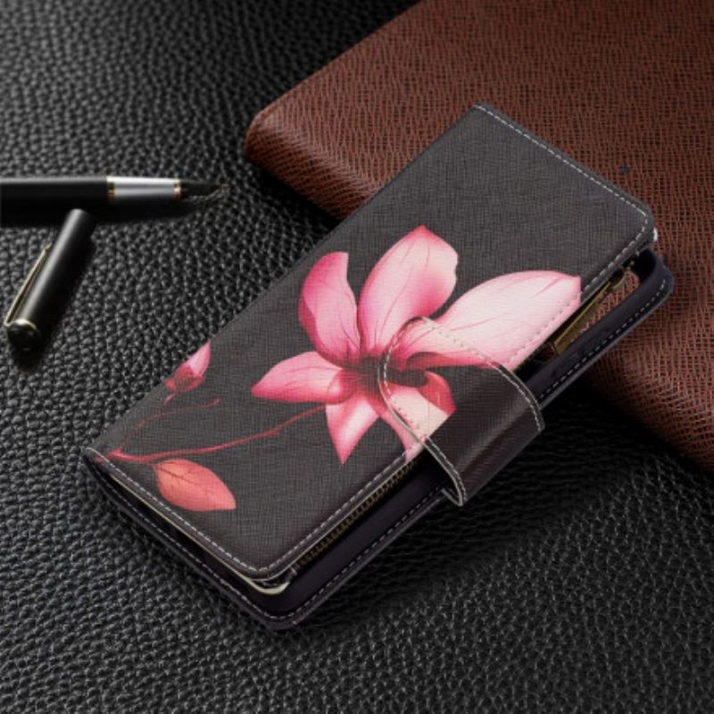 Capa Flip Para Samsung Galaxy A72 4G / A72 5G Bolso Com Zíper Flor