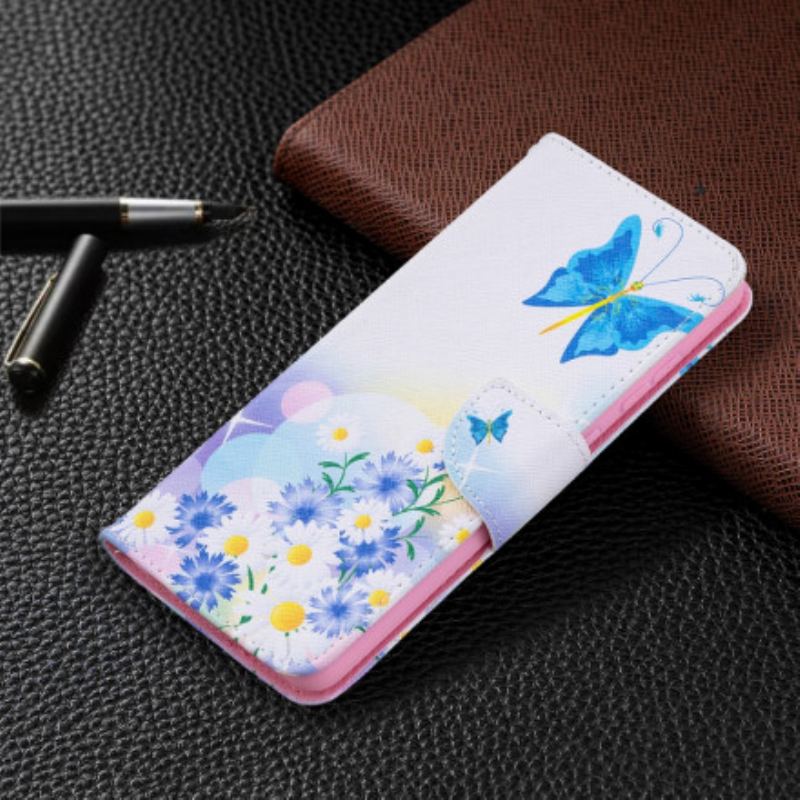 Capa Flip Para Samsung Galaxy A72 4G / A72 5G Borboletas E Flores Pintadas