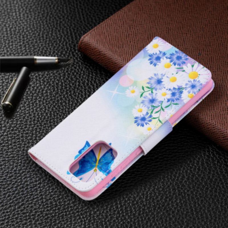 Capa Flip Para Samsung Galaxy A72 4G / A72 5G Borboletas E Flores Pintadas