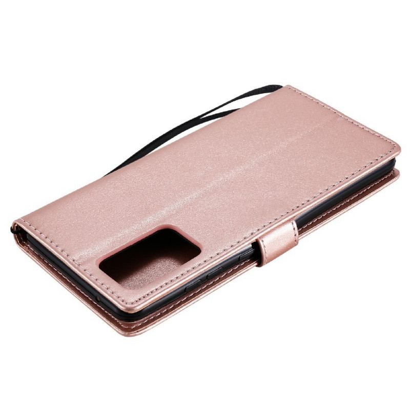 Capa Flip Para Samsung Galaxy A72 4G / A72 5G De Cordão Gato E Abelha Com Cordão