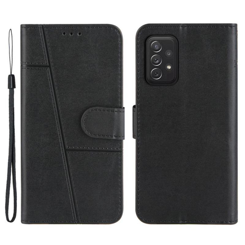 Capa Flip Para Samsung Galaxy A72 4G / A72 5G De Cordão Strappy Geo Leather Effect