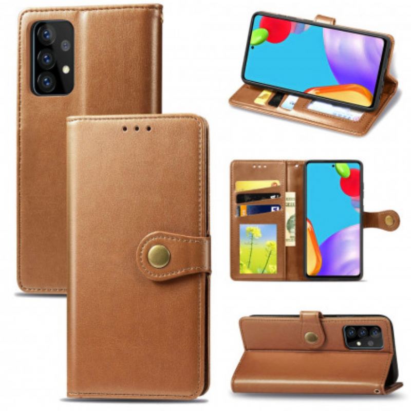 Capa Flip Para Samsung Galaxy A72 4G / A72 5G Couro Falso E Fecho Vintage