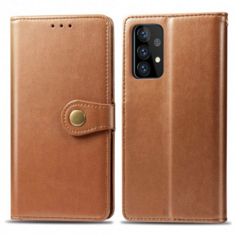 Capa Flip Para Samsung Galaxy A72 4G / A72 5G Couro Falso E Fecho Vintage