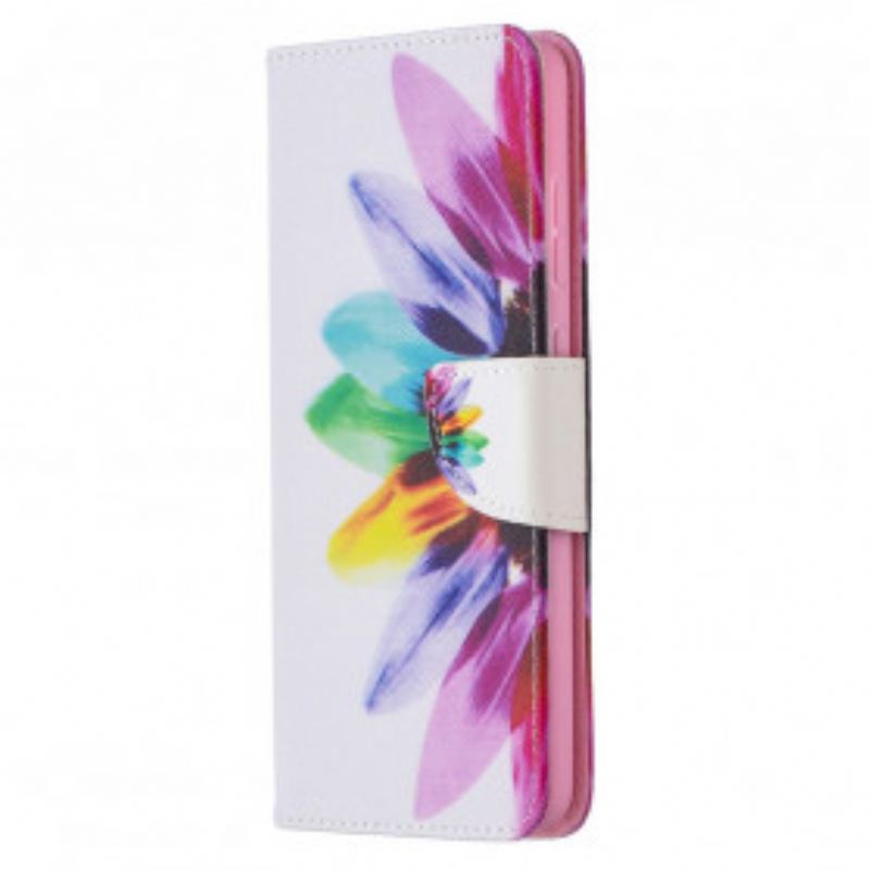 Capa Flip Para Samsung Galaxy A72 4G / A72 5G Flor Aquarela