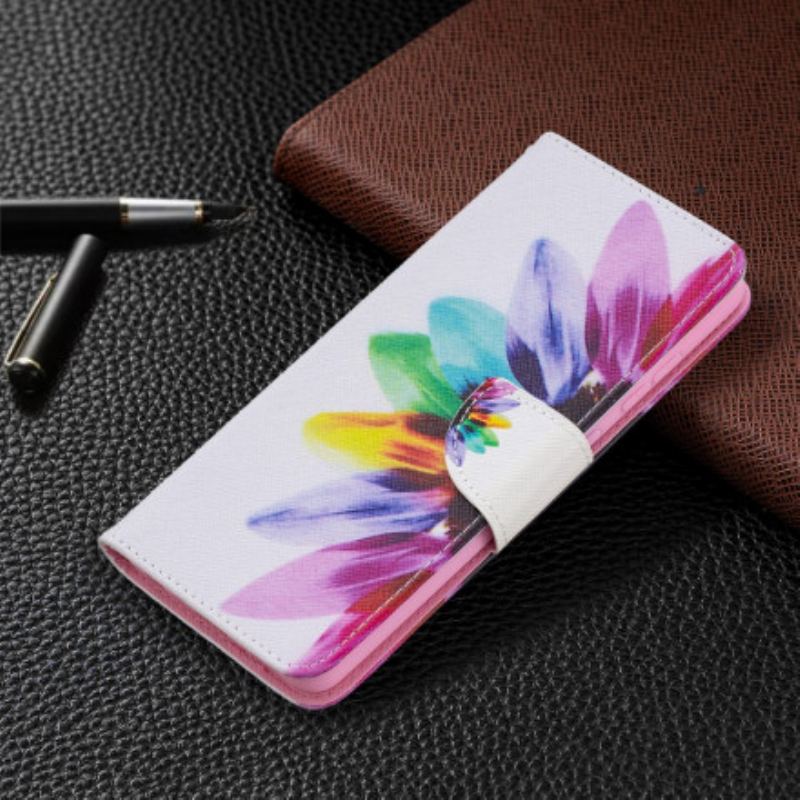 Capa Flip Para Samsung Galaxy A72 4G / A72 5G Flor Aquarela