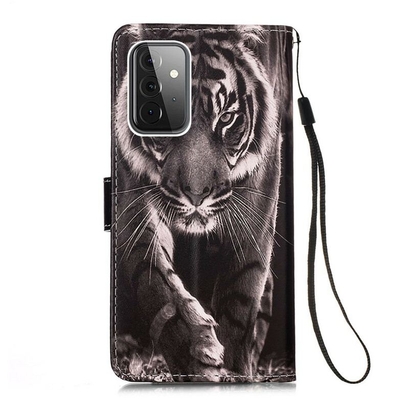 Capa Flip Para Samsung Galaxy A72 4G / A72 5G Tigre Da Noite