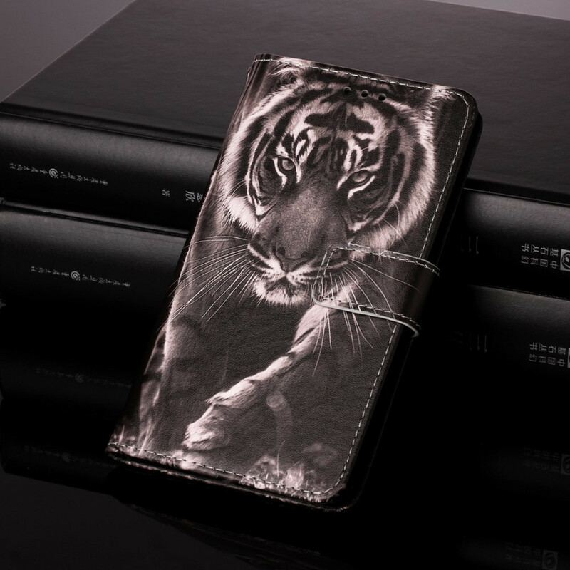 Capa Flip Para Samsung Galaxy A72 4G / A72 5G Tigre Da Noite