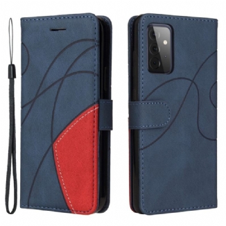 Capa Folio Para Samsung Galaxy A72 4G / A72 5G Couro Sintético De Assinatura De Dois Tons