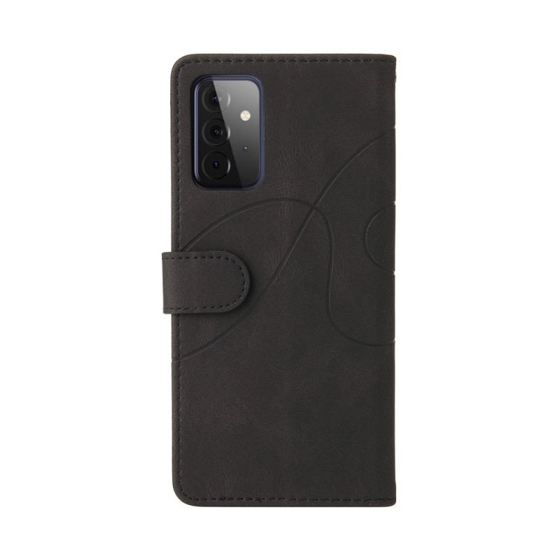 Capa Folio Para Samsung Galaxy A72 4G / A72 5G Couro Sintético De Assinatura De Dois Tons