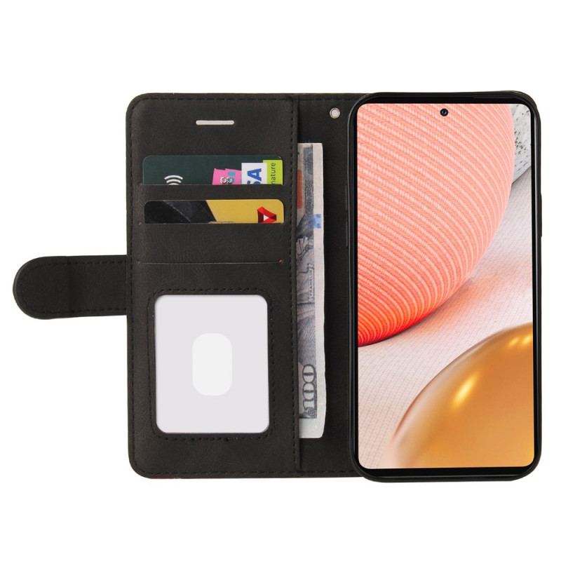 Capa Folio Para Samsung Galaxy A72 4G / A72 5G Couro Sintético De Assinatura De Dois Tons