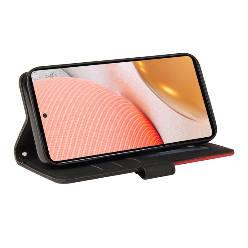 Capa Folio Para Samsung Galaxy A72 4G / A72 5G Couro Sintético De Assinatura De Dois Tons