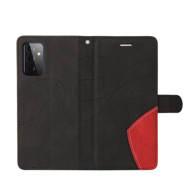 Capa Folio Para Samsung Galaxy A72 4G / A72 5G Couro Sintético De Assinatura De Dois Tons