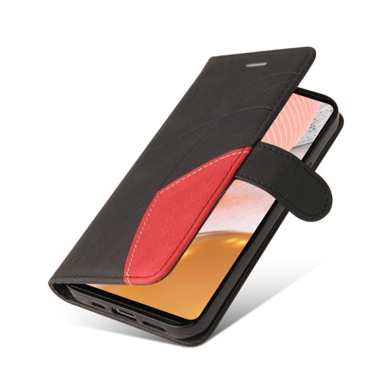 Capa Folio Para Samsung Galaxy A72 4G / A72 5G Couro Sintético De Assinatura De Dois Tons