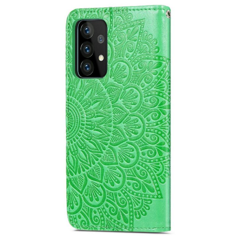 Capa Folio Para Samsung Galaxy A72 4G / A72 5G Folhas Tribais