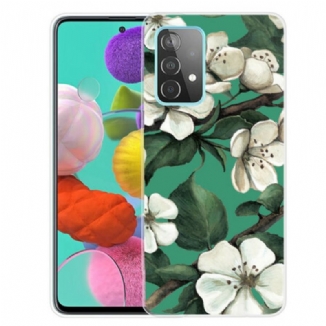 Capa Para Samsung Galaxy A72 4G / A72 5G Flores Brancas Pintadas