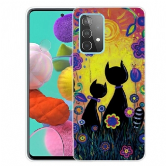 Capa Para Samsung Galaxy A72 4G / A72 5G Gato De Desenho Animado