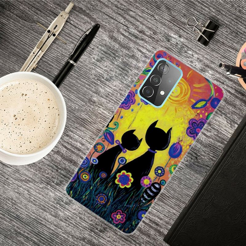 Capa Para Samsung Galaxy A72 4G / A72 5G Gato De Desenho Animado