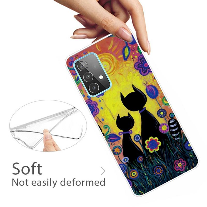 Capa Para Samsung Galaxy A72 4G / A72 5G Gato De Desenho Animado