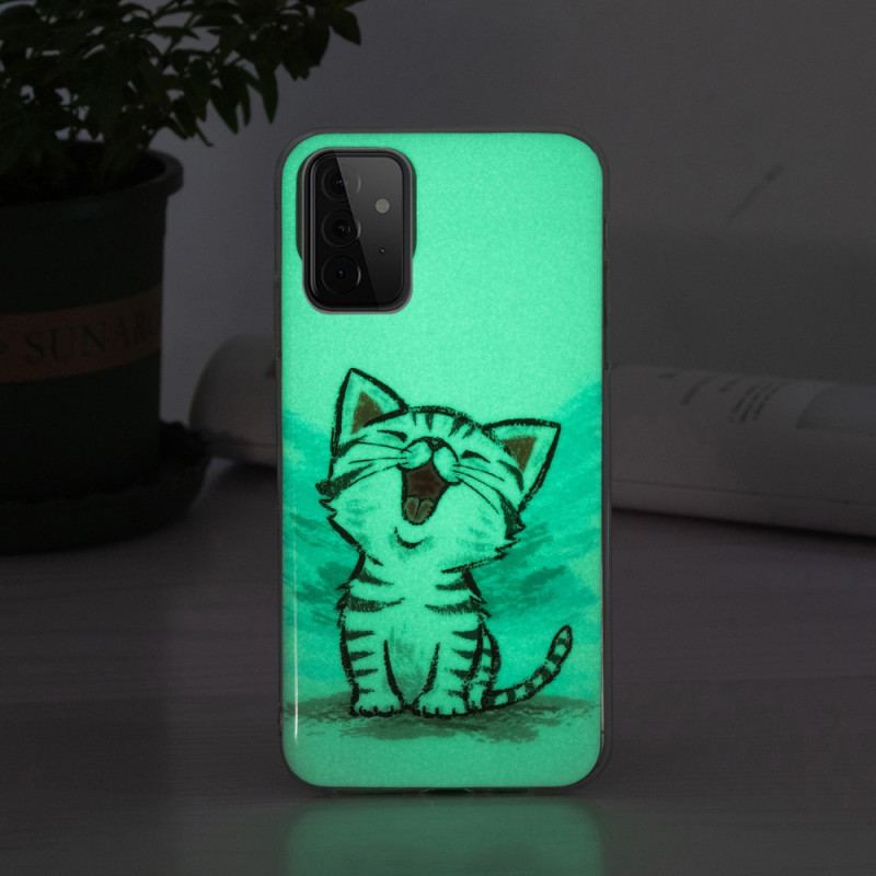 Capa Para Samsung Galaxy A72 4G / A72 5G Gato Fluorescente