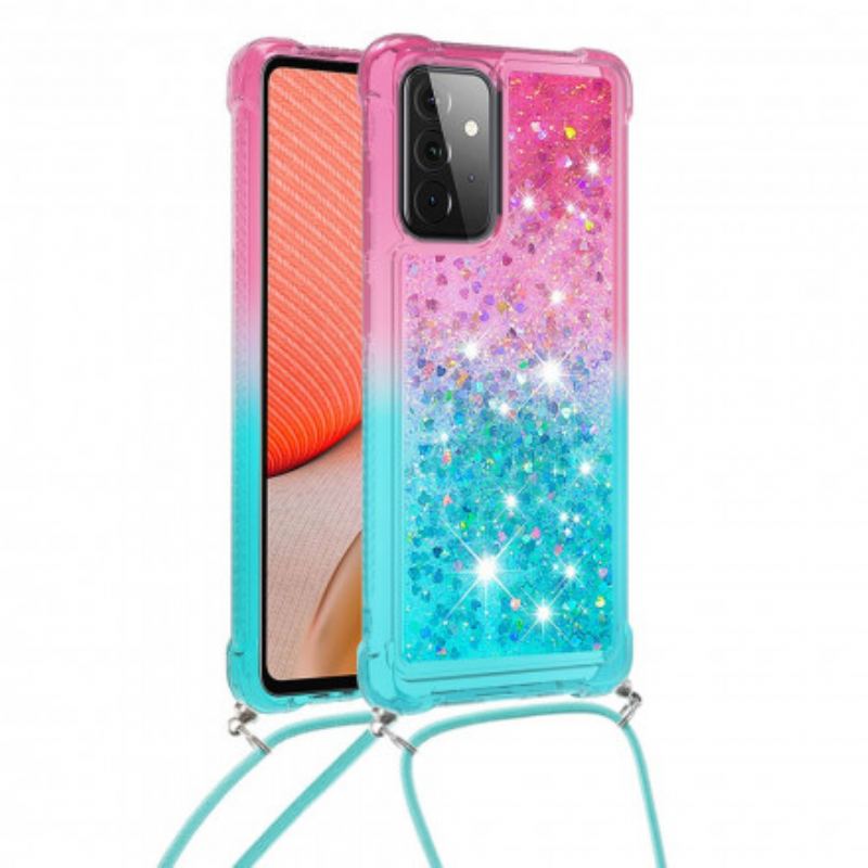 Capa Para Samsung Galaxy A72 4G / A72 5G Lantejoulas E Cordão De Silicone