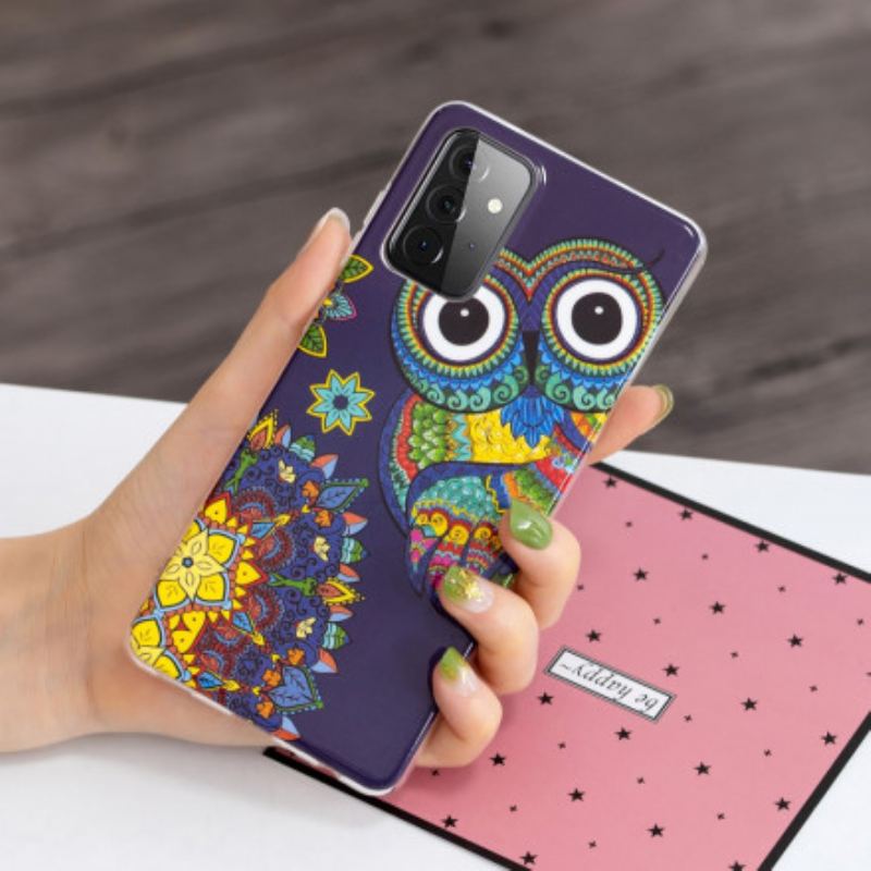 Capa Para Samsung Galaxy A72 4G / A72 5G Mandala Coruja Fluorescente