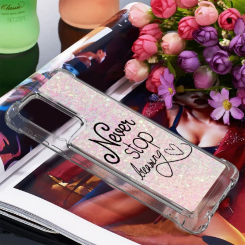 Capa Para Samsung Galaxy A72 4G / A72 5G Nunca Pare De Sonhar Com Glitter