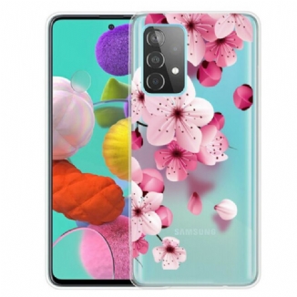 Capa Para Samsung Galaxy A72 4G / A72 5G Pequenas Flores Cor De Rosa