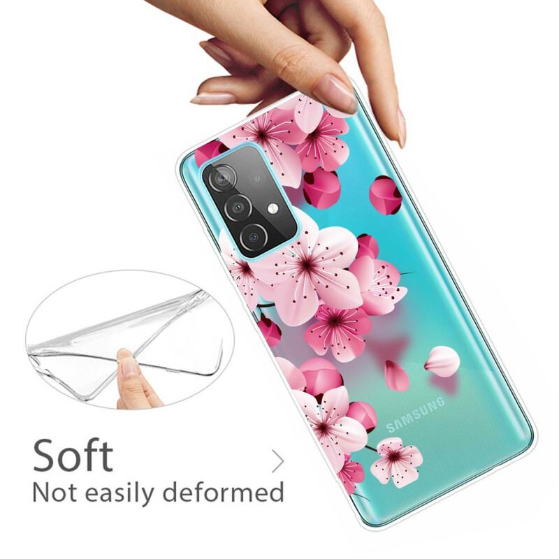 Capa Para Samsung Galaxy A72 4G / A72 5G Pequenas Flores Cor De Rosa