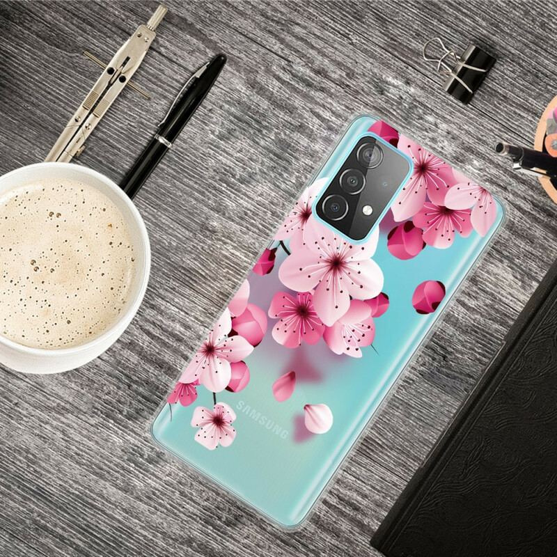 Capa Para Samsung Galaxy A72 4G / A72 5G Pequenas Flores Cor De Rosa