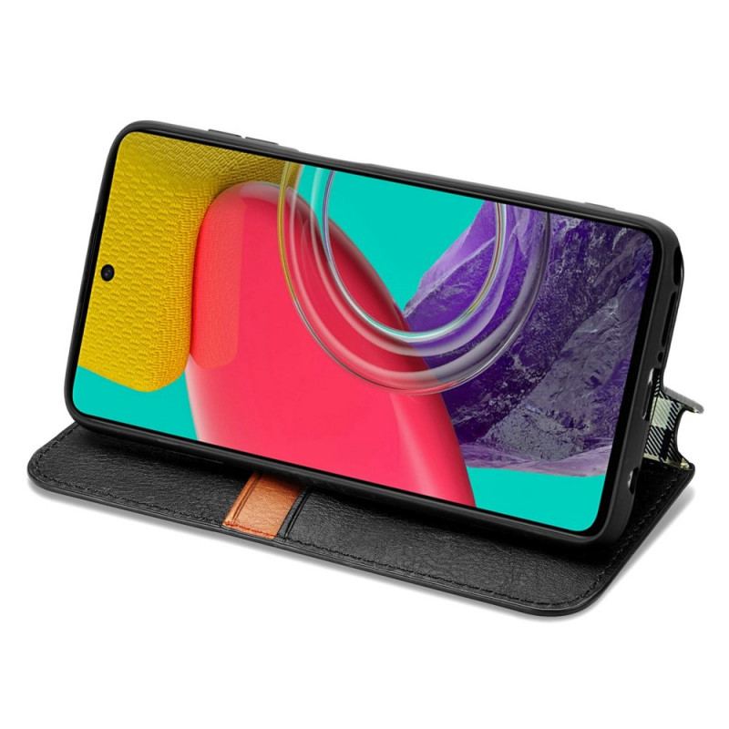 Capa De Celular Para Samsung Galaxy M53 5G Flip Padrão De Efeito De Couro