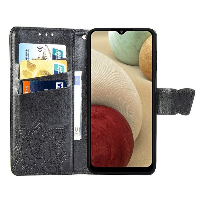 Capa De Couro Para Samsung Galaxy M53 5G Borboleta Barroca