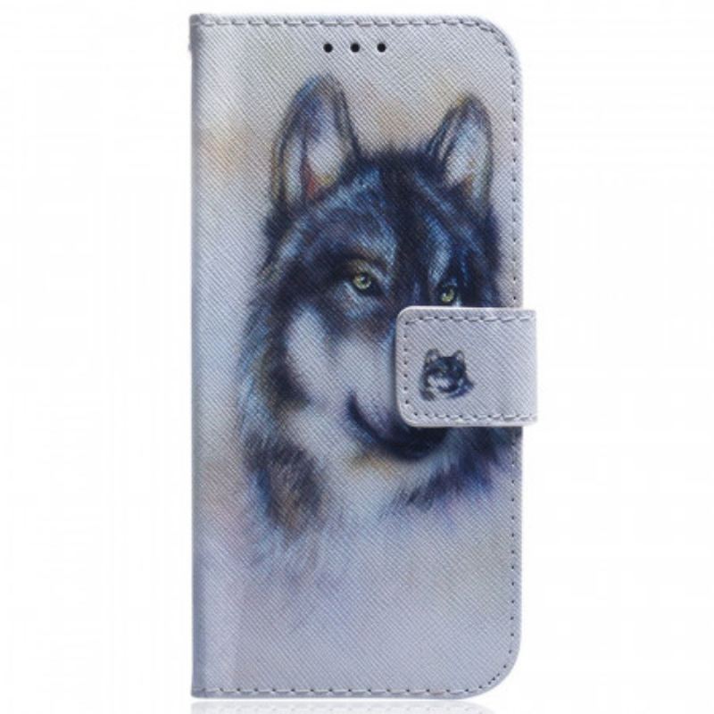 Capa De Couro Para Samsung Galaxy M53 5G Cachorro Aquarela