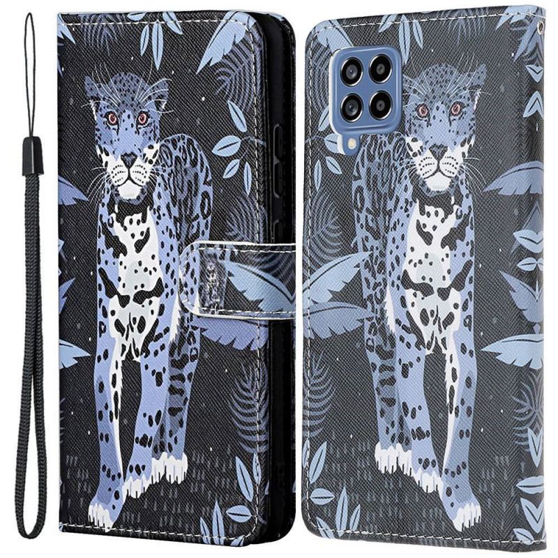 Capa De Couro Para Samsung Galaxy M53 5G De Cordão Leopardo Strappy