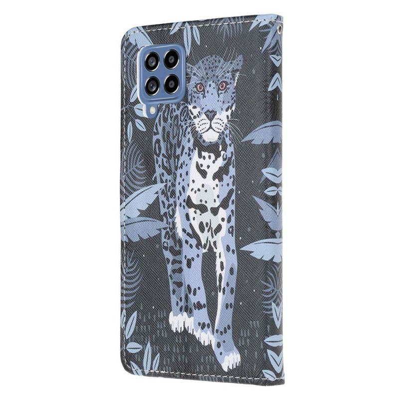 Capa De Couro Para Samsung Galaxy M53 5G De Cordão Leopardo Strappy