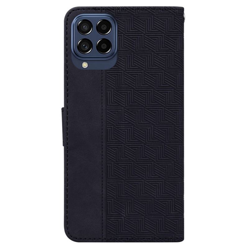 Capa De Couro Para Samsung Galaxy M53 5G De Cordão Padrão De Tiras