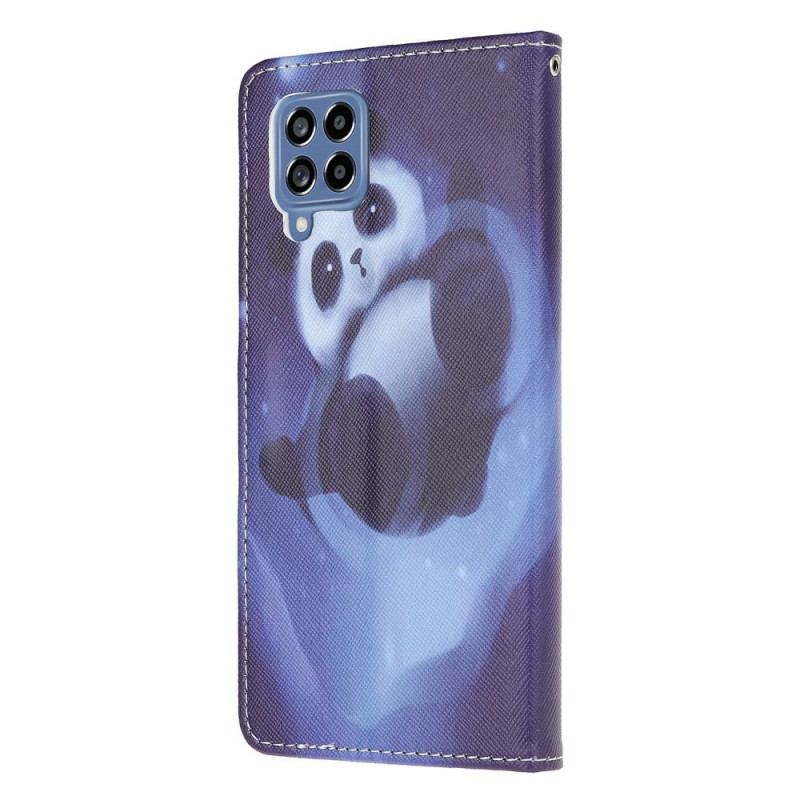 Capa De Couro Para Samsung Galaxy M53 5G De Cordão Space Panda Com Cordão