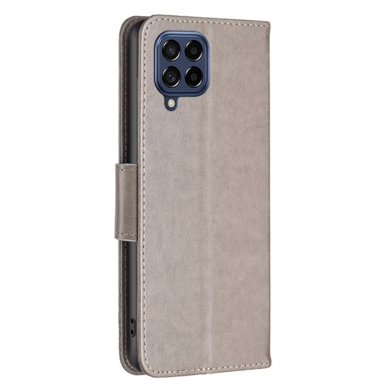 Capa De Couro Para Samsung Galaxy M53 5G De Cordão Strappy Estampado Borboletas